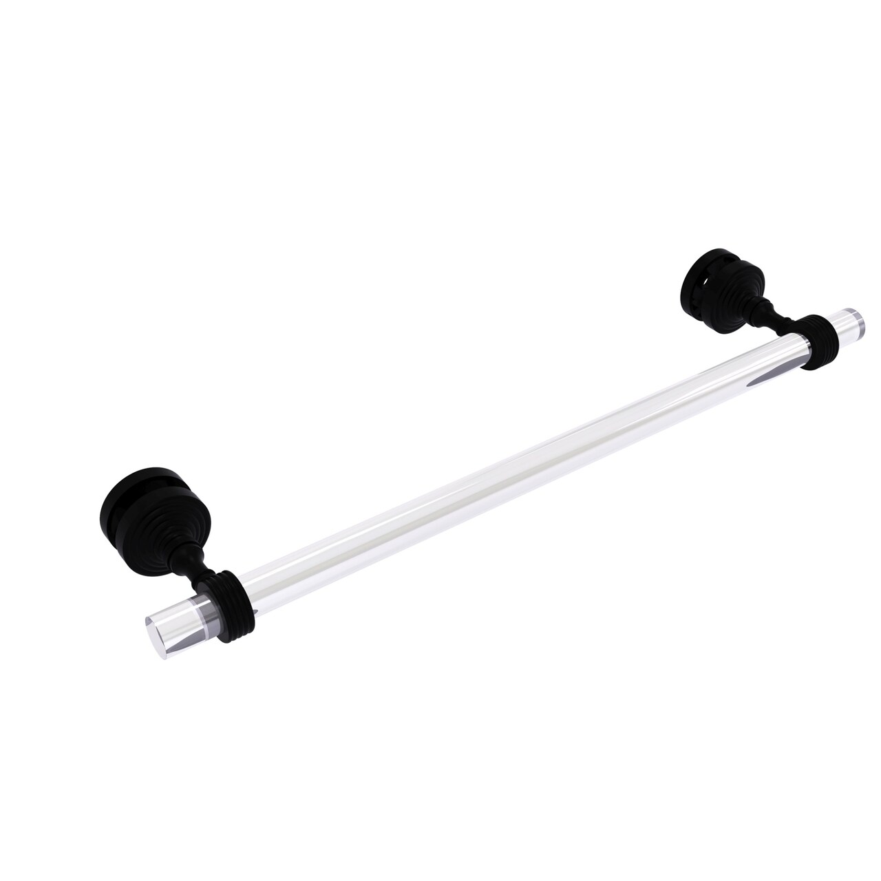 Pacific Grove Collection 18 Inch Shower Door Towel Bar With Groovy Accents - Matte Black